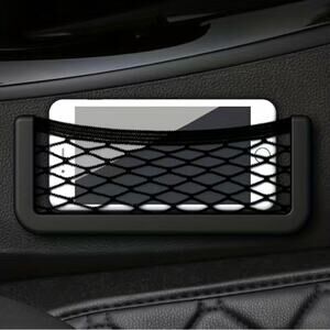 Large Cell Phone & Accessory Holder for Car Truck Black with Elastic Net